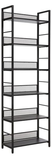 Etajera RAW R6, negru, PAL laminat/metal, 60x28x187 cm