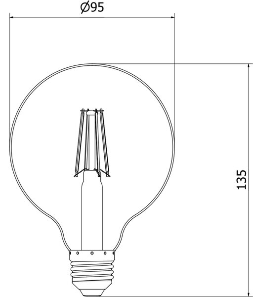 Mexen Vintis, Bec LED E27, G95, 4W, Cald - 2700K, 470 lm, transparent - L157-E27-0427-00