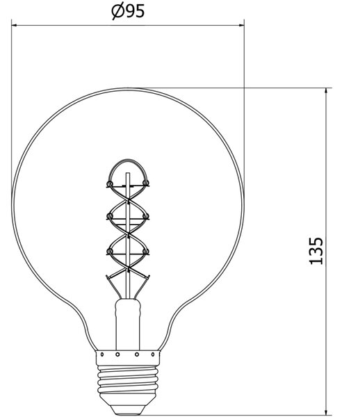 Mexen Vintis, Bec LED spiralat E27, G95, 6W, Cald - 2700K, 630 lm, transparent - L167-E27-0627-00