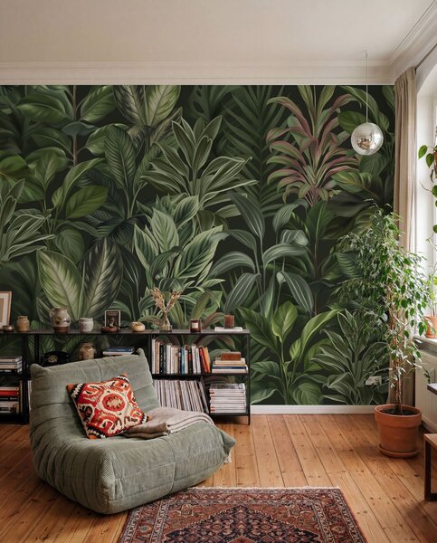 Tapet Frunziș tropical verde gros, Fototapet Natură, w02126 : Uwalls.ro