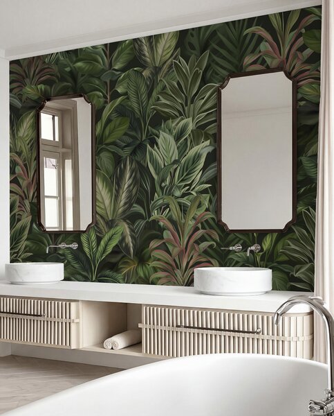 Tapet Frunziș tropical verde gros, Fototapet Natură, w02126 : Uwalls.ro