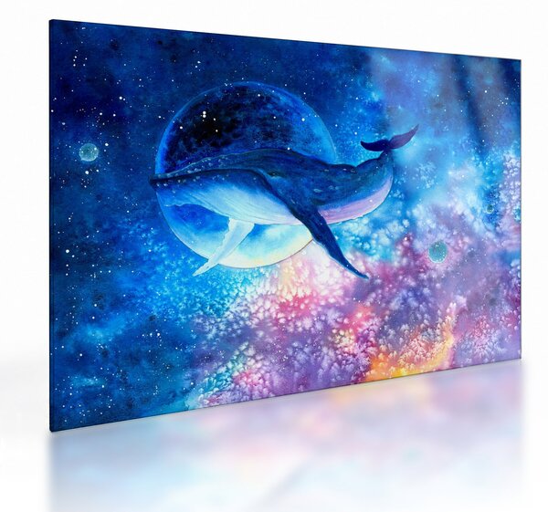 Tablou pe sticlă - Balena spațială (70x50 cm)
