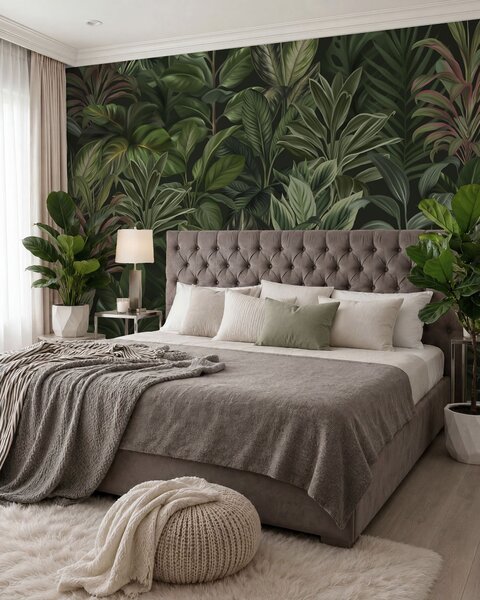 Tapet Frunziș tropical verde gros, Fototapet Natură, w02126 : Uwalls.ro