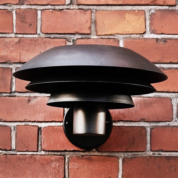 Dyberg Larsen Aplică de perete pentru exterior DL31, negru Ø 31cm, reglabil, Negru, Metal, Scandinavă