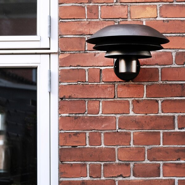 Dyberg Larsen Aplică de perete pentru exterior DL31, negru Ø 31cm, reglabil, Negru, Metal, Scandinavă