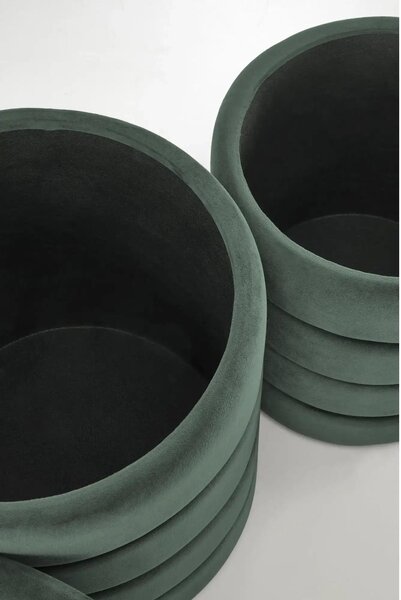 Set 2 taburete PACHO, stofa catifelata verde, cu spatiu depozitare