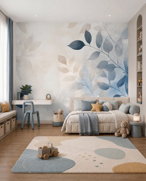 Tapet frunze delicate în tehnica acuarelei, Fototapet Acuarelă, w02453 : Uwalls.ro