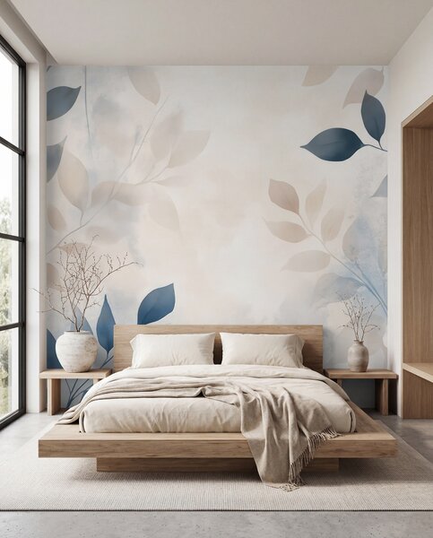 Tapet frunze delicate în tehnica acuarelei, Fototapet Acuarelă, w02453 : Uwalls.ro