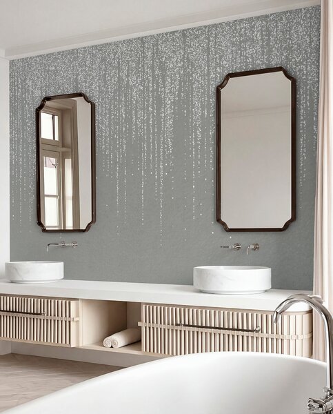 Tapet O imprimare elegantă verticală de ghirlandă punctată pe un fundal gri texturat, creând un sentiment, Fototapet Designer, w08470v1 : Uwalls.ro