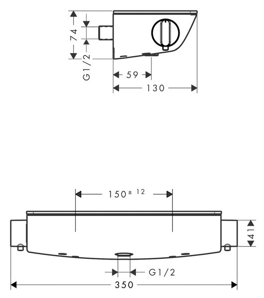 Hansgrohe Ecostat baterie de duș perete cu termostat crom-alb 13161400