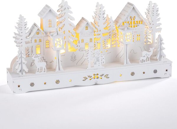 Decorațiune LED din lemn SAT, albă lungime 30 cm