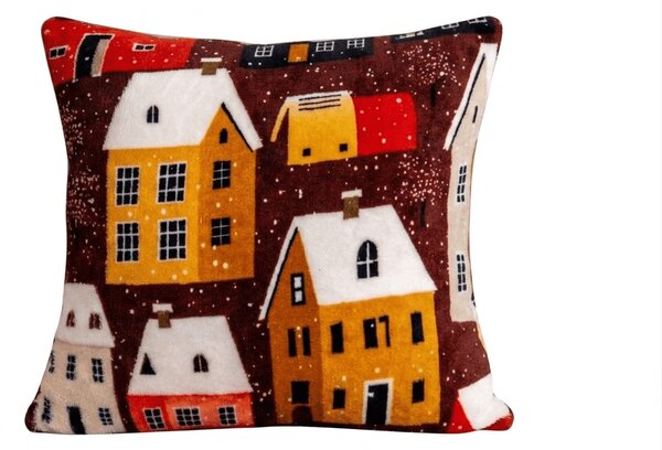 Fata de perna cocolino SNOWY VILLAGE 45x45 cm, colorat