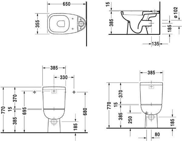Duravit D-Code vas wc compact alb 21110900002