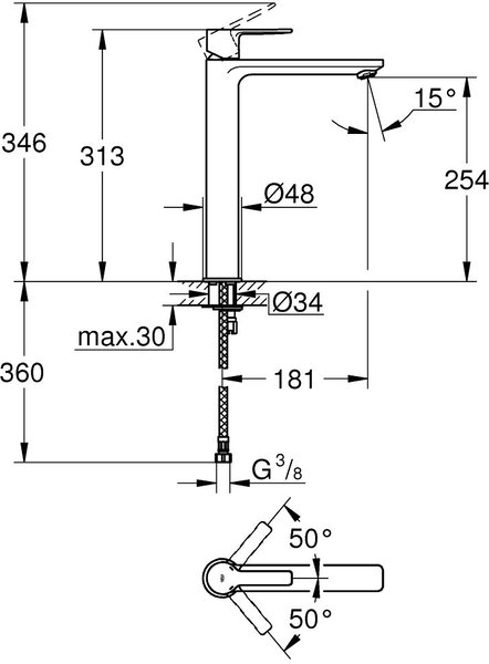 Grohe Lineare baterie lavoar stativ Brushed Hard Graphite 23405AL1