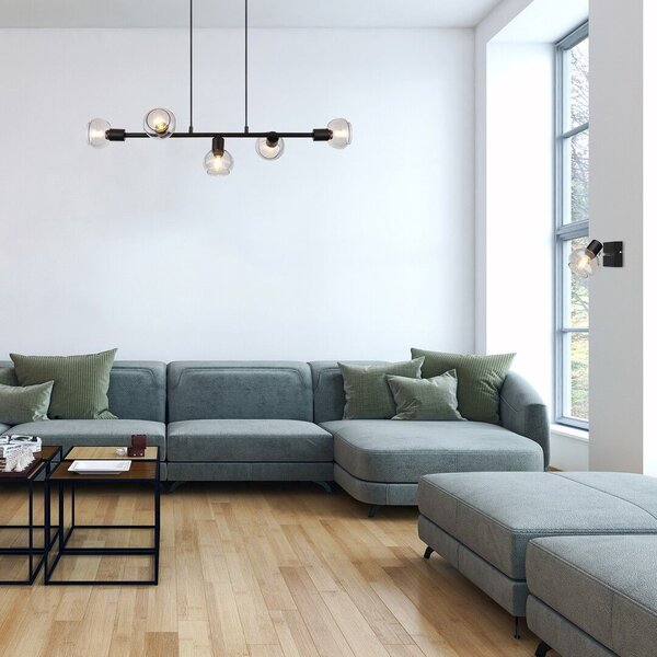 Rabalux Sullivan lampă suspendată 5x40 W negru-fumuriu 3297
