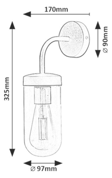 Rabalux Yago lampă de perete 1x60 W negru-transparent 3310