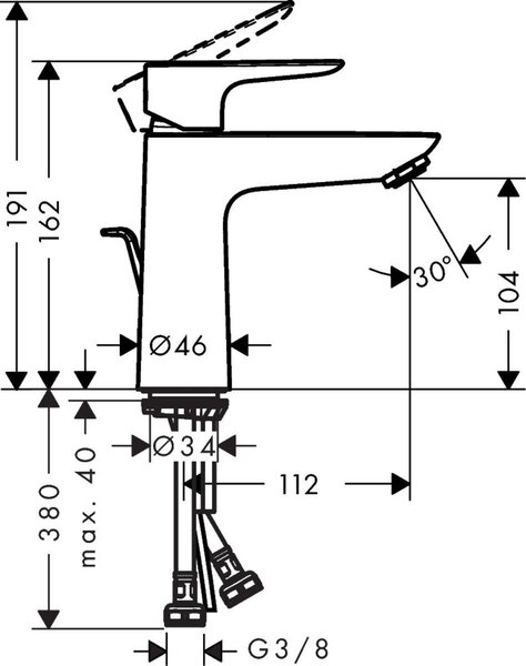 Hansgrohe Talis E baterie lavoar stativ alamă/bronz antic 71710140