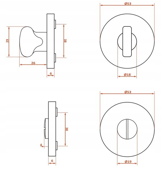 Kuchinox Kuchinox, rozetă mâner pentru încuietoare WC, negru mat, LAV-LO4_903R