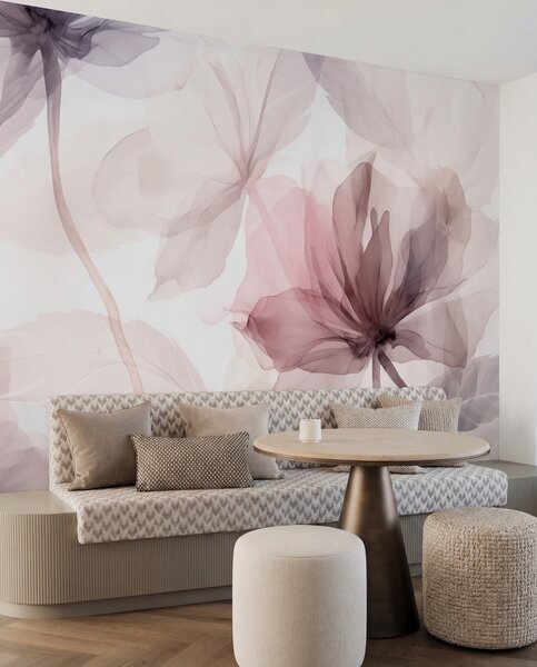 Tapet Flori efemere în culori pastelate delicate, Fototapet Acuarelă, w02755 : Uwalls.ro