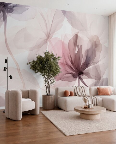 Tapet Flori efemere în culori pastelate delicate, Fototapet Acuarelă, w02755 : Uwalls.ro
