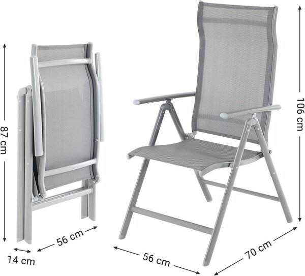 Set 4 scaune de gradina, Songmics, Silver, 150 kg, GCB30GY