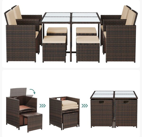 Set masa, scaune si tabureti gradina, Songmics, Maro, GGF009K02