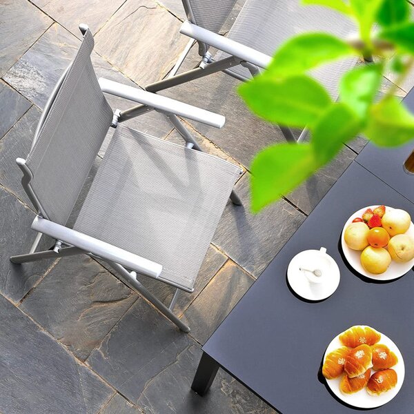 Set 4 scaune de gradina, Songmics, Silver, 150 kg, GCB30GY