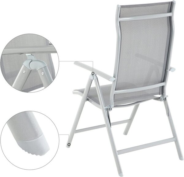 Set 4 scaune de gradina, Songmics, Silver, 150 kg, GCB30GY