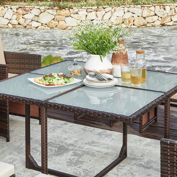 Set masa, scaune si tabureti gradina, Songmics, Maro, GGF009K02