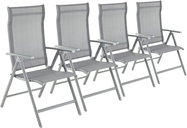 Set 4 scaune de gradina, Songmics, Silver, 150 kg, GCB30GY