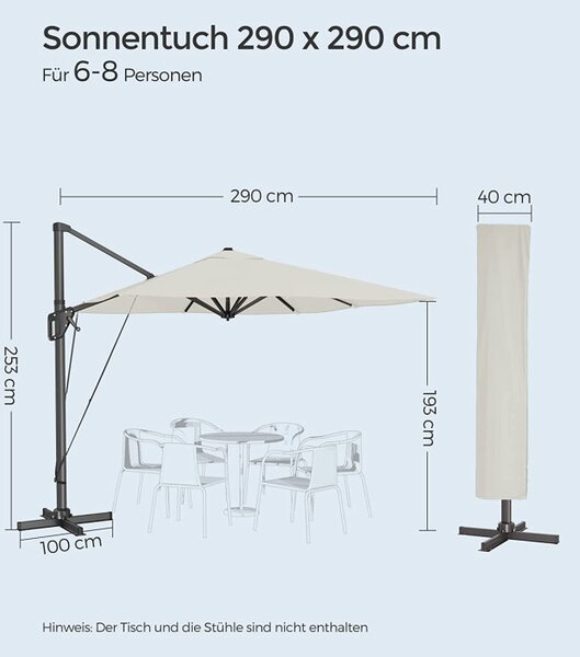 Umbrela de soare, Songmics, 360 grade, UPF 50+, Bej