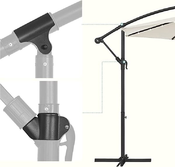 Umbrela de soare, Songmics, 32 de leduri, UPF 50+, Bej