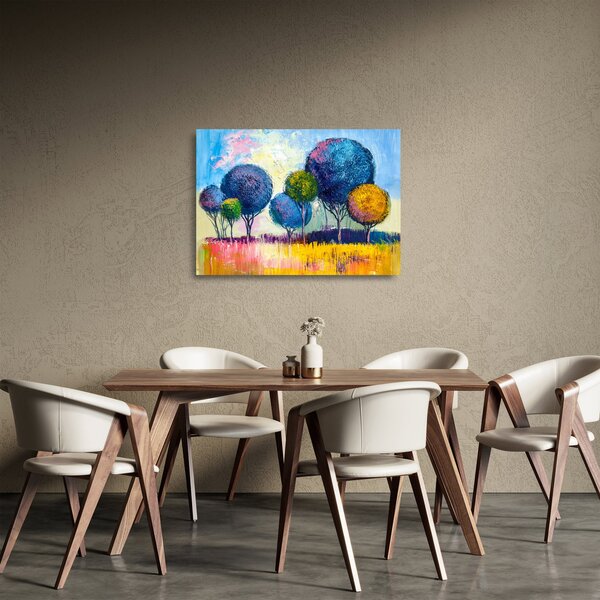 Tablou pe sticlă - Copaci, pictură în ulei (70x50 cm)