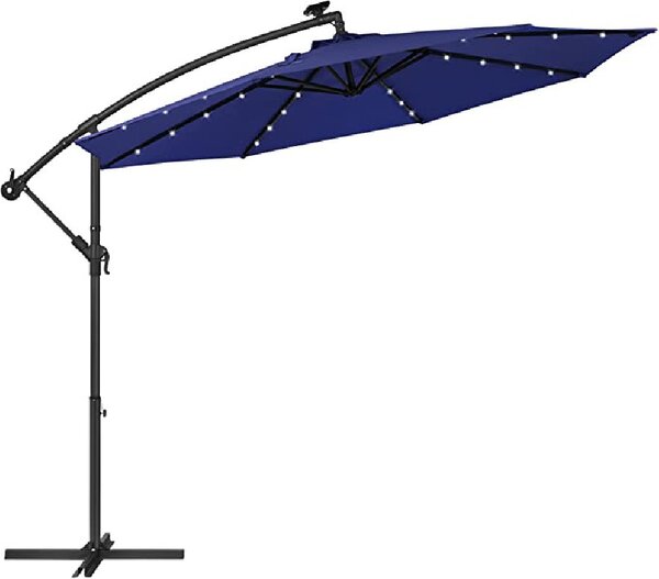 Umbrela de soare, Songmics, 32 de leduri, UPF 50+, Albastru