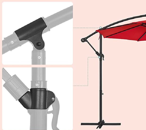 Umbrela de soare, Songmics, 300 cm, UPF 50+, Rosu