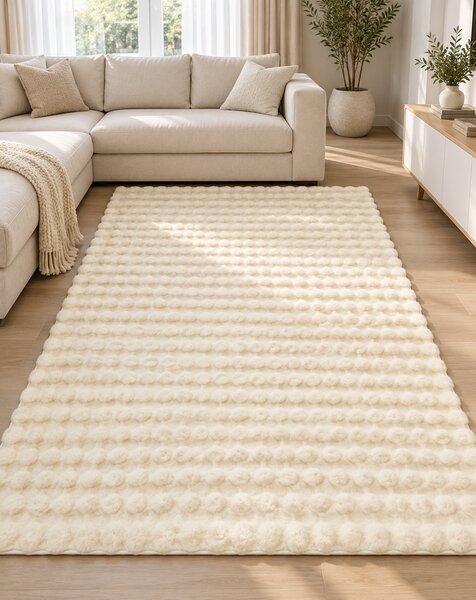 Model Blana Iepure Lop 050, Covor Living/Dormitor, Efect 3D, Crem 80 x 150