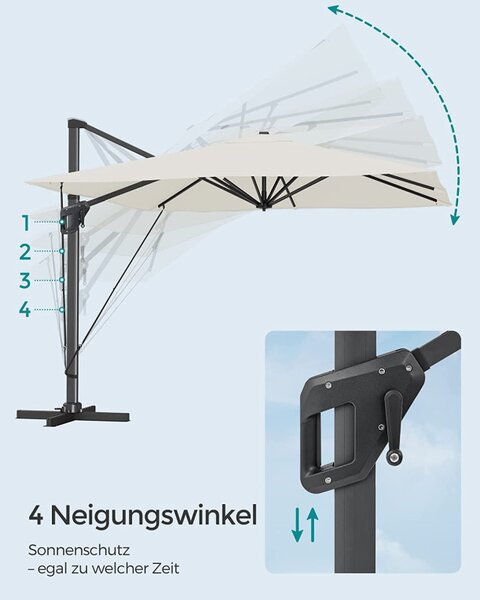 Umbrela de soare, Songmics, 360 grade, UPF 50+, Bej