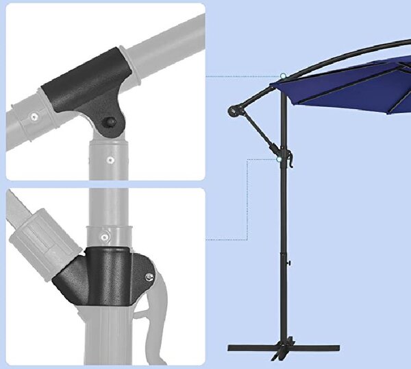 Umbrela de soare, Songmics, 300 cm, UPF 50+, Albastru