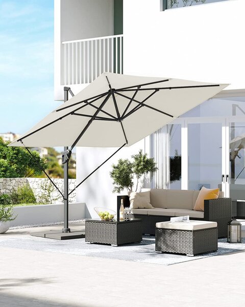 Umbrela de soare, Songmics, 360 grade, UPF 50+, Bej