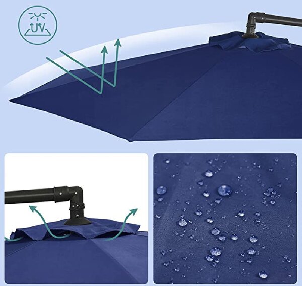 Umbrela de soare, Songmics, 300 cm, UPF 50+, Albastru