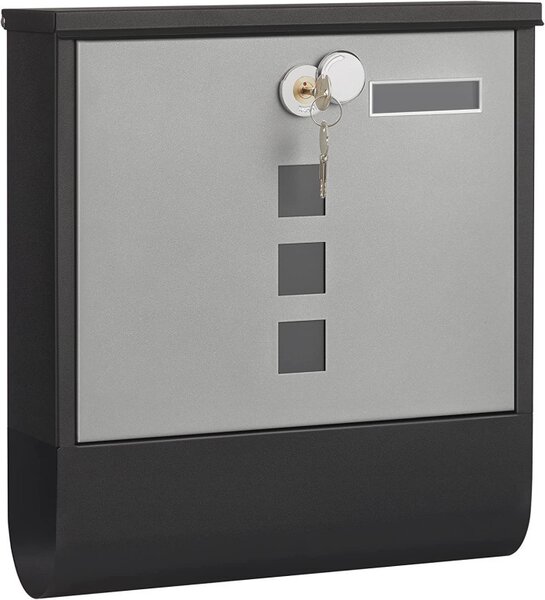 Cutie de scrisori Songmics, 24 x 30 cm, Black/Silver, compartiment pentru ziar
