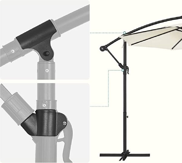 Umbrela de soare, Songmics, 300 cm, UPF 50+, Bej