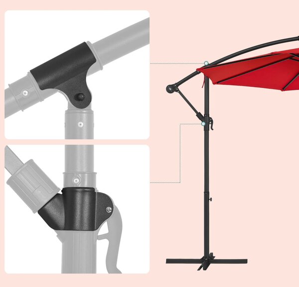 Umbrela de soare, Songmics, 300 cm, UPF 50+, Rosu