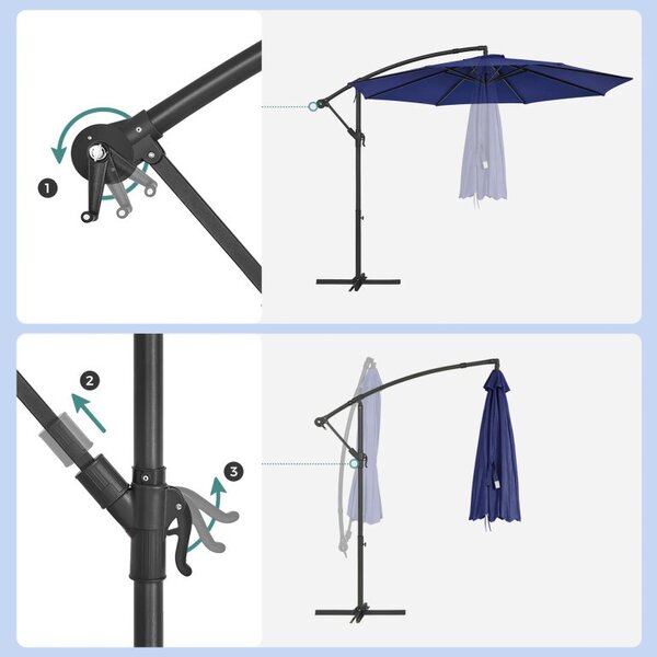 Umbrela de soare, Songmics, 300 cm, UPF 50+, Albastru