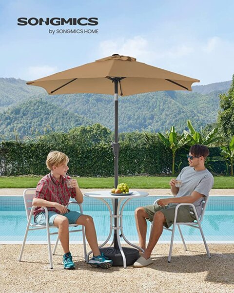 Umbrela de soare, Songmics, 30 grade, 210 cm, UPF 50+, Crem