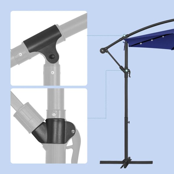 Umbrela de soare, Songmics, 300 cm, UPF 50+, Albastru