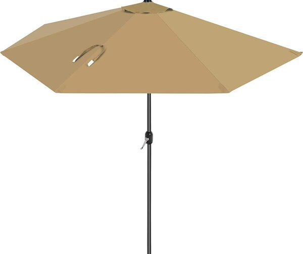 Umbrela de soare, Songmics, 2,7 m, Semicerc, UPF 50+, Crem