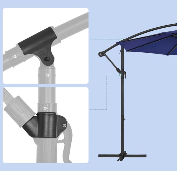 Umbrela de soare, Songmics, 300 cm, UPF 50+, Albastru