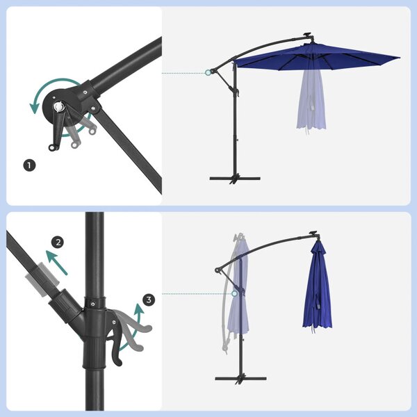 Umbrela de soare, Songmics, 300 cm, UPF 50+, Albastru