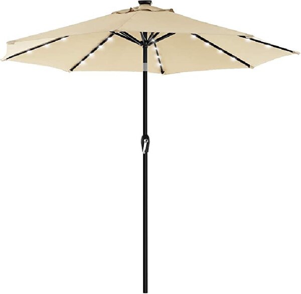 Umbrela de soare, Songmics, 270 cm, Led, UPF 50+, Bej